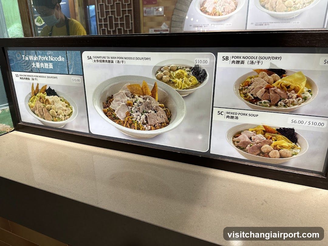 Tai Wah Pork Noodle Menu Board