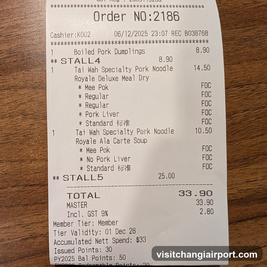 Receipt with Food Orders