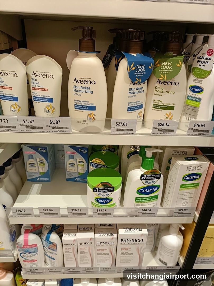 Aveeno and Cetaphil Lotions on Shelf