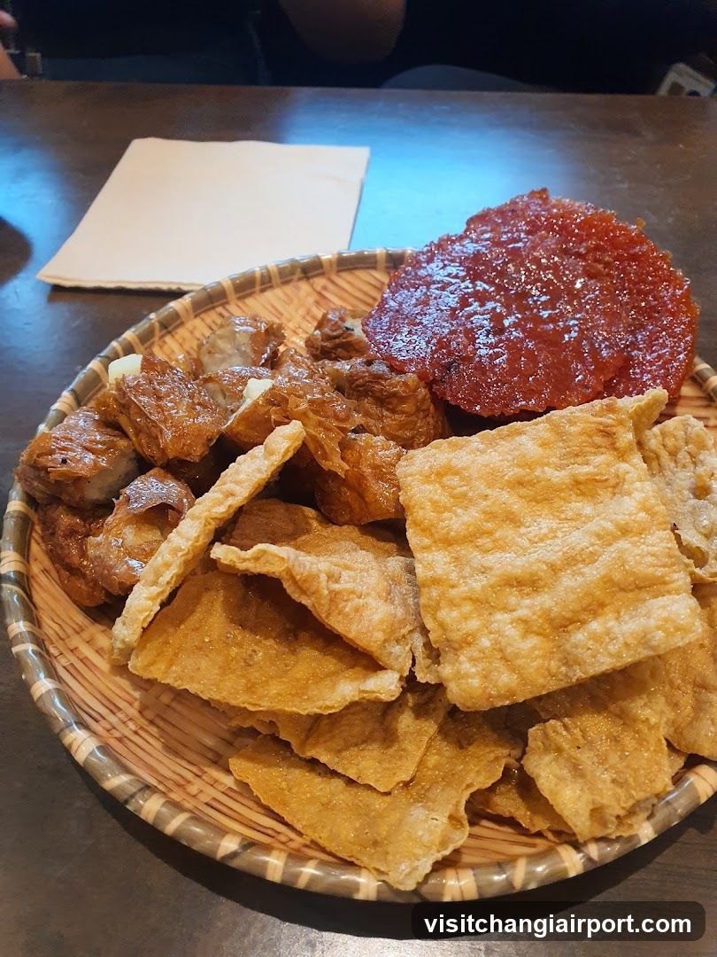 Bowl of Fried Snacks and Preserved Meat