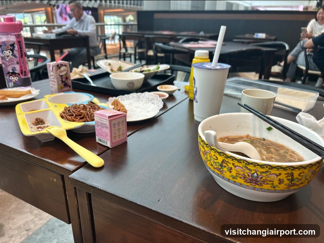 Dining Table with Food and Drinks