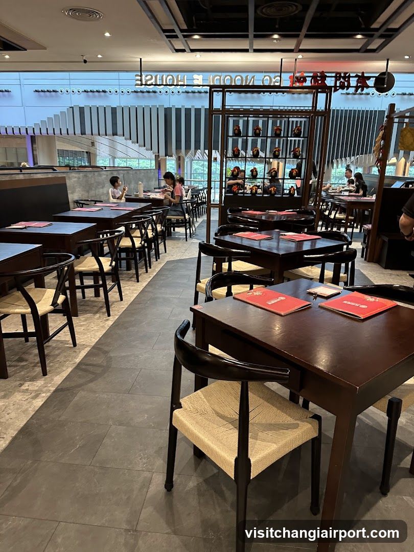Restaurant Interior with Wooden Tables and Chairs