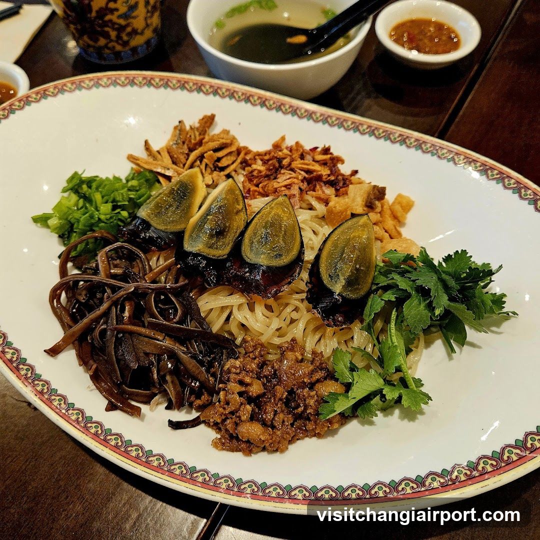 Noodle Dish with Pickled Egg and Garnishes