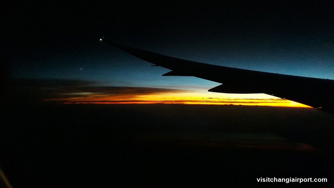 Sunset from airplane window