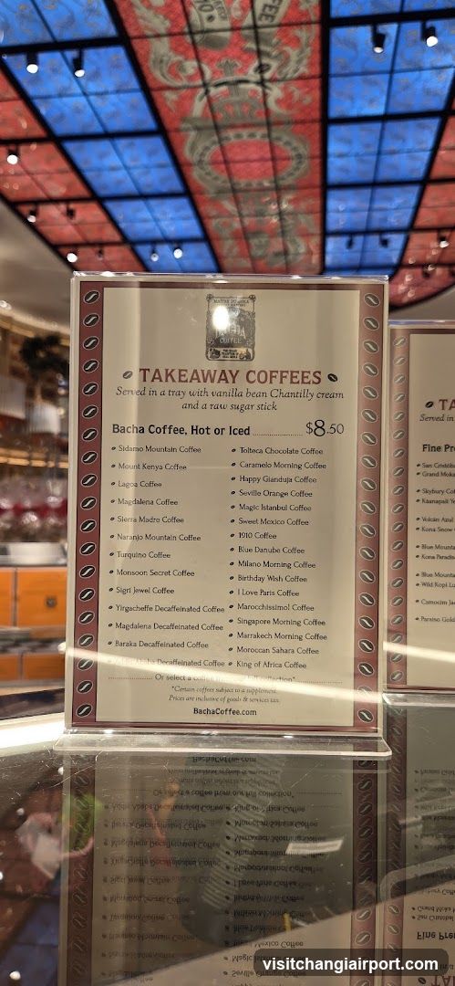 Bacha Coffee Takeaway Menu