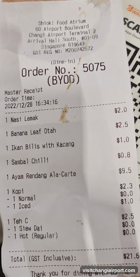 Receipt from Shio! Food Atrium