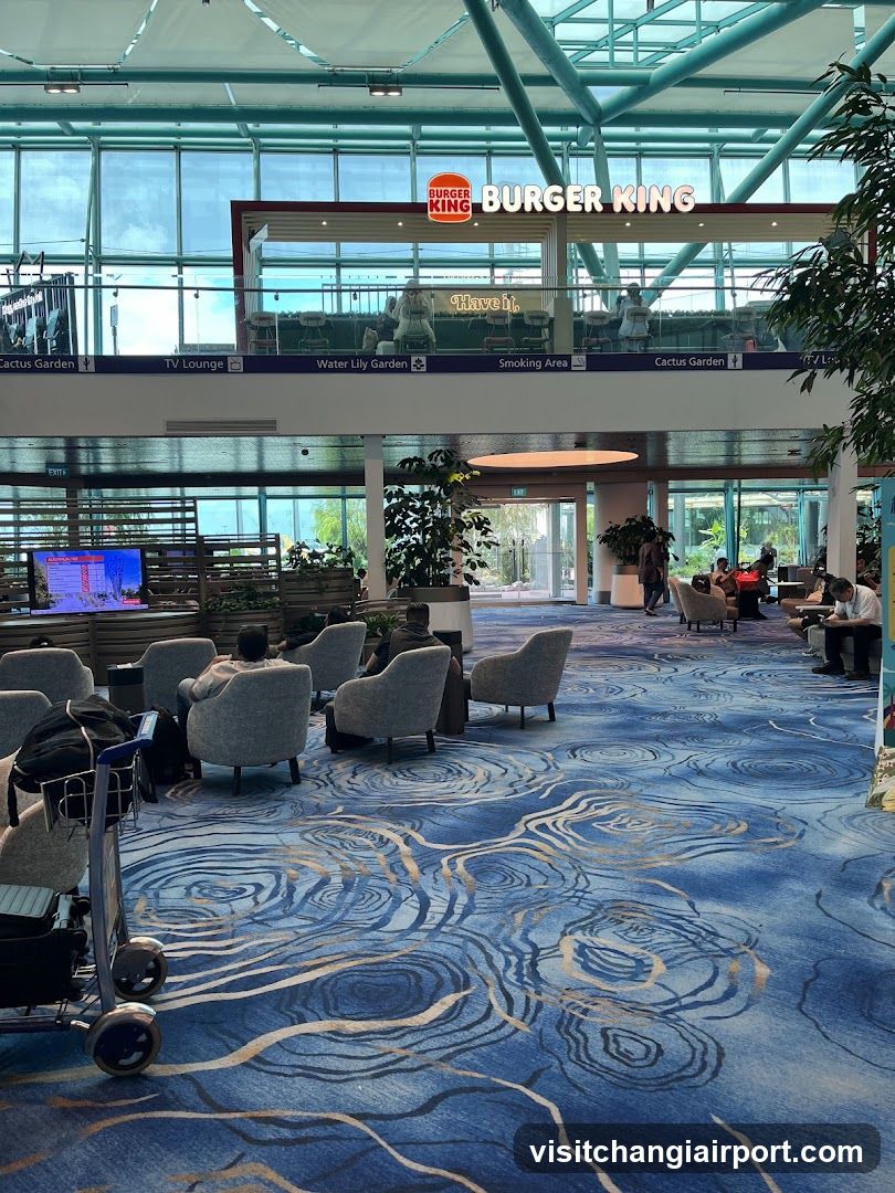 Airport Lounge Interior with Burger King Signage