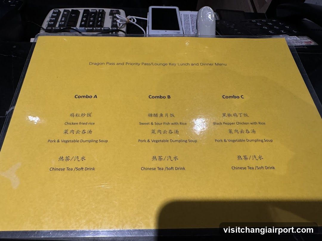 Dragon Pass and Priority Pass/Lounge Key Lunch and Dinner Menu