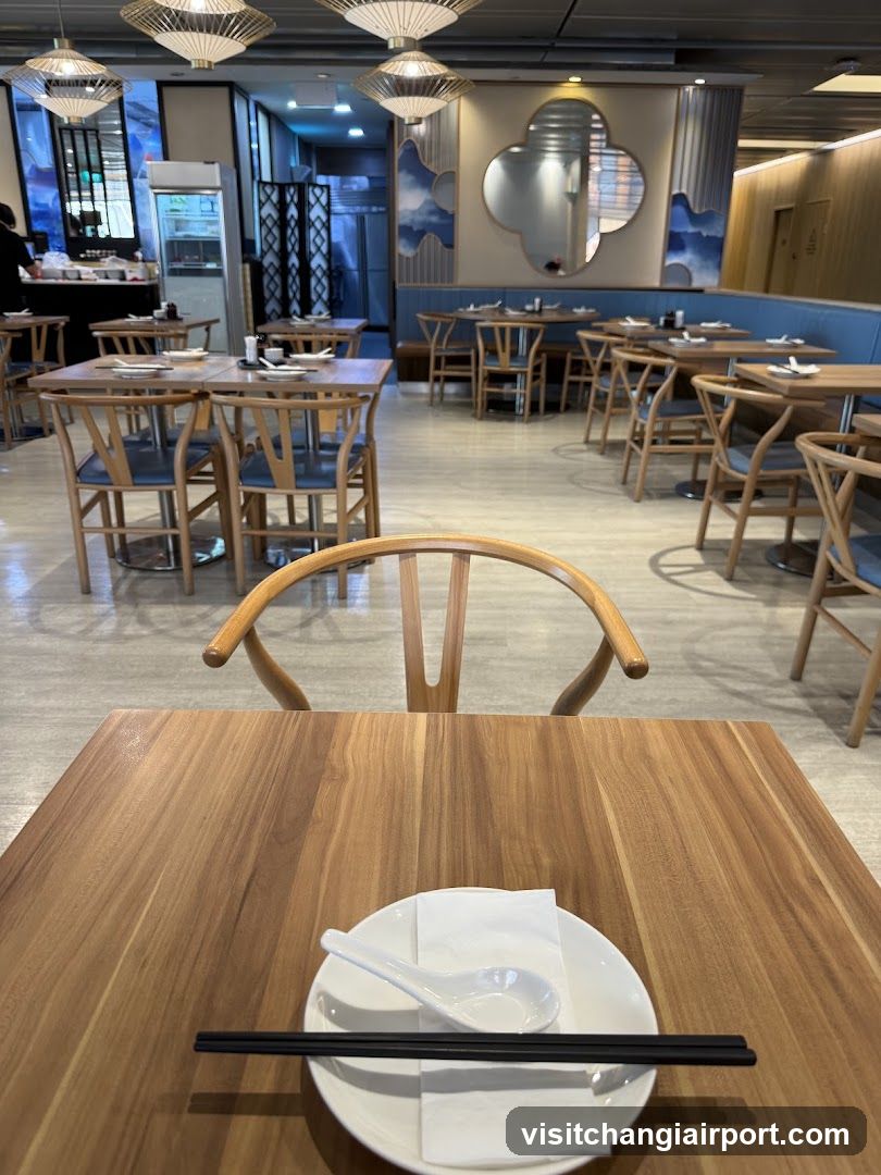 Restaurant Interior with Wooden Tables and Chairs