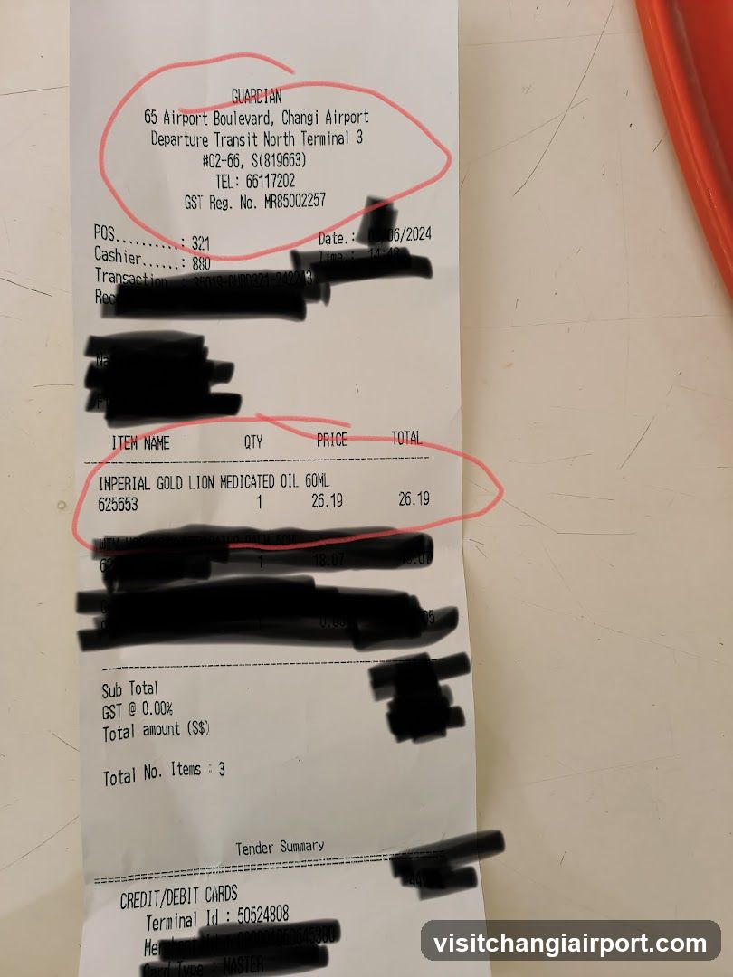 Receipt from Guardian Pharmacy