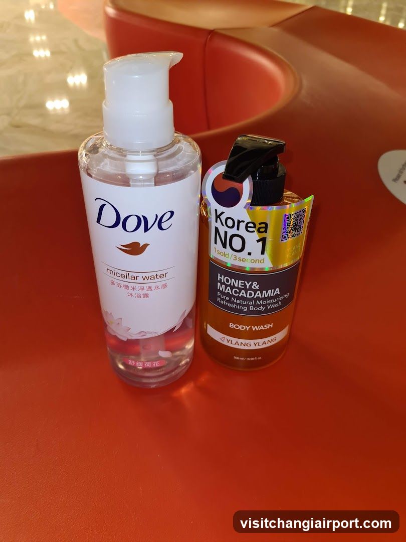Dove and Korean Body Wash on Table