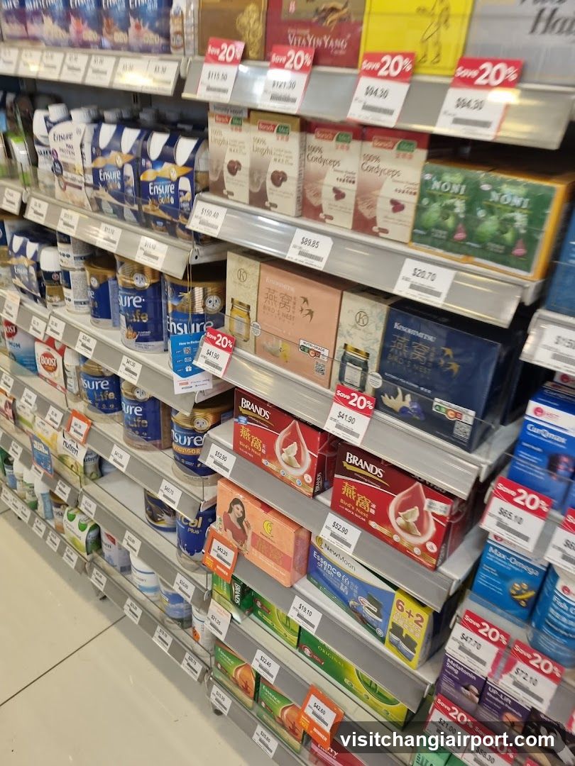 Aisle of health and wellness products in a store