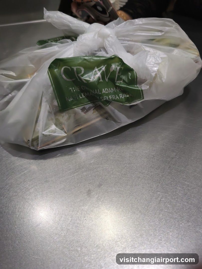 Plastic bag with food item