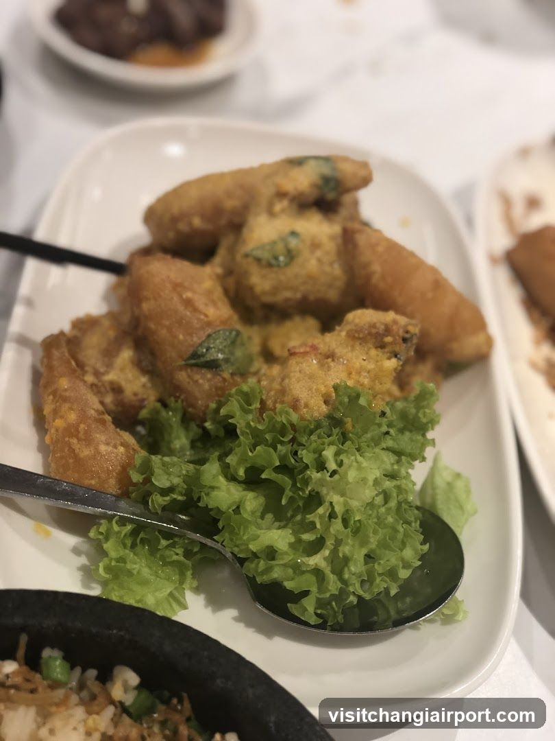 Fried Chicken with Lettuce Garnish