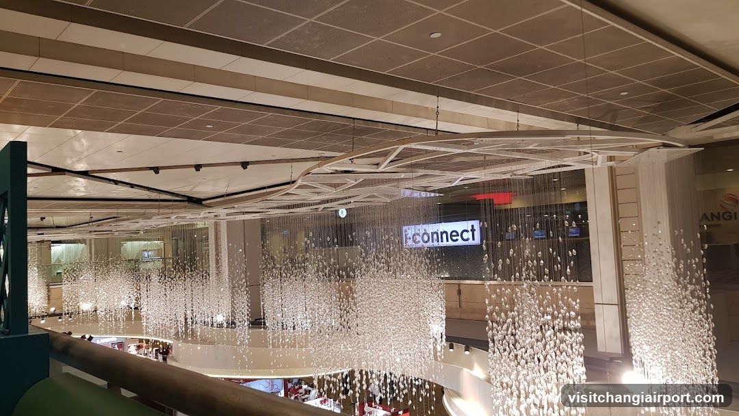 Shopping Mall Interior with Hanging Decorations