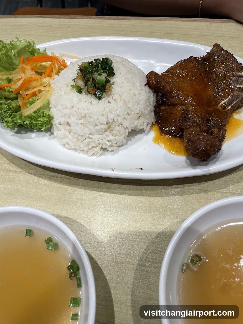Pork Chop with Rice and Soup
