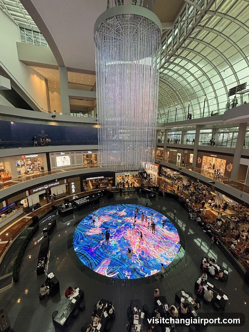 Shopping Mall Interior with Digital Floor Display