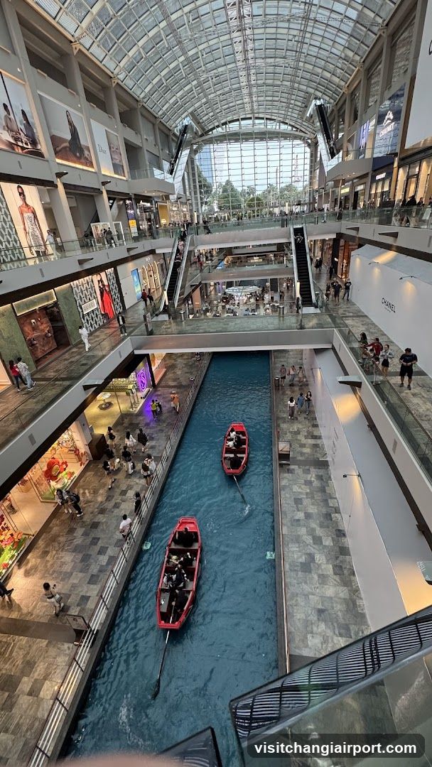 Shopping Mall Interior with Water Feature