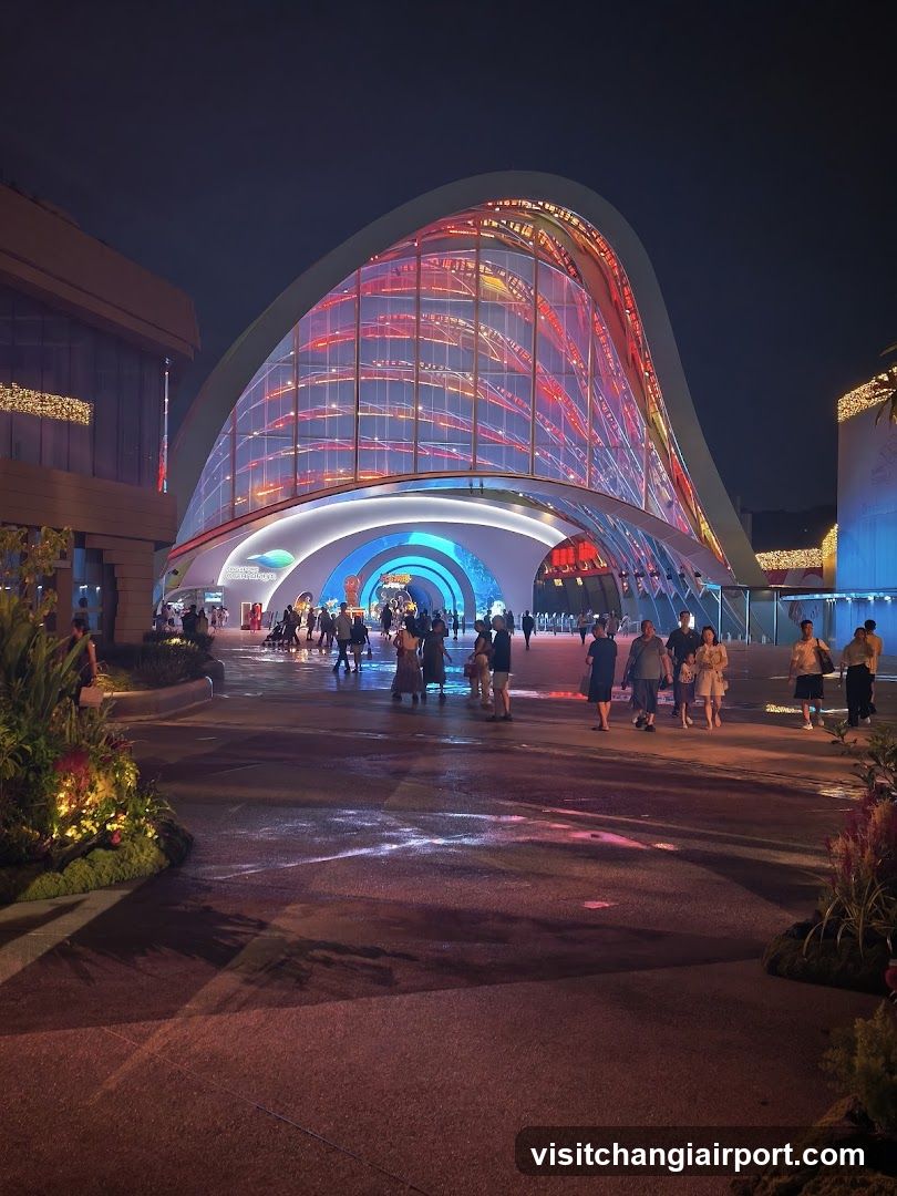 Night View of Illuminated Arch Structure