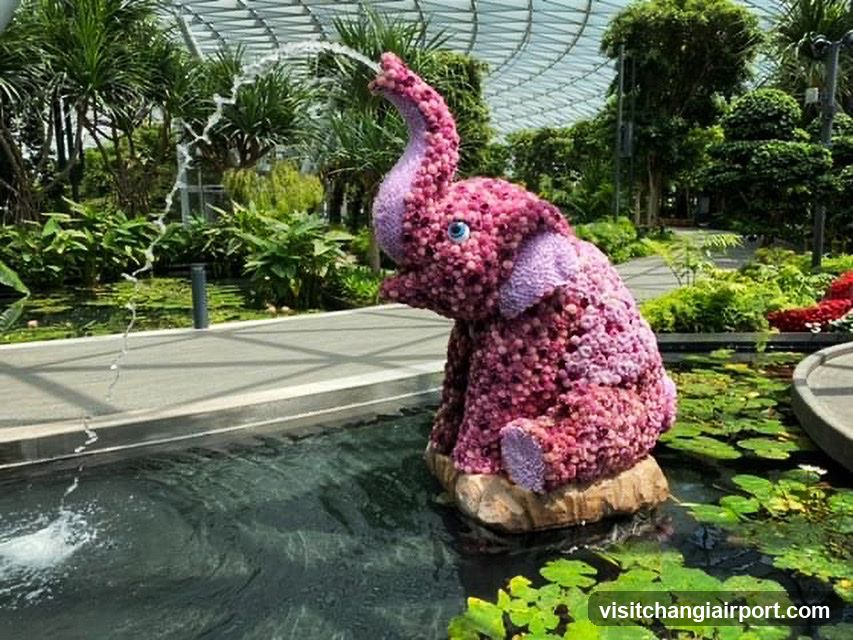 Flower Elephant Sculpture in Garden