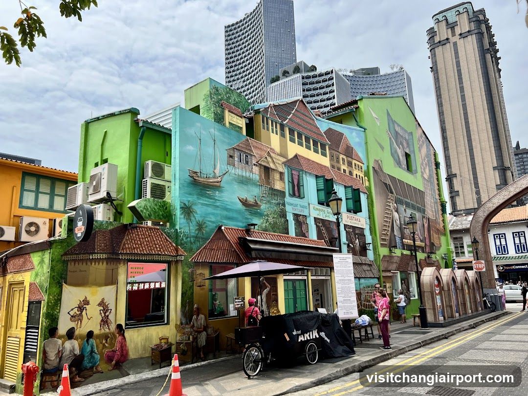 Hawker Street Scene with Murals