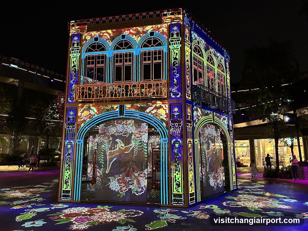 Light projection on building facade