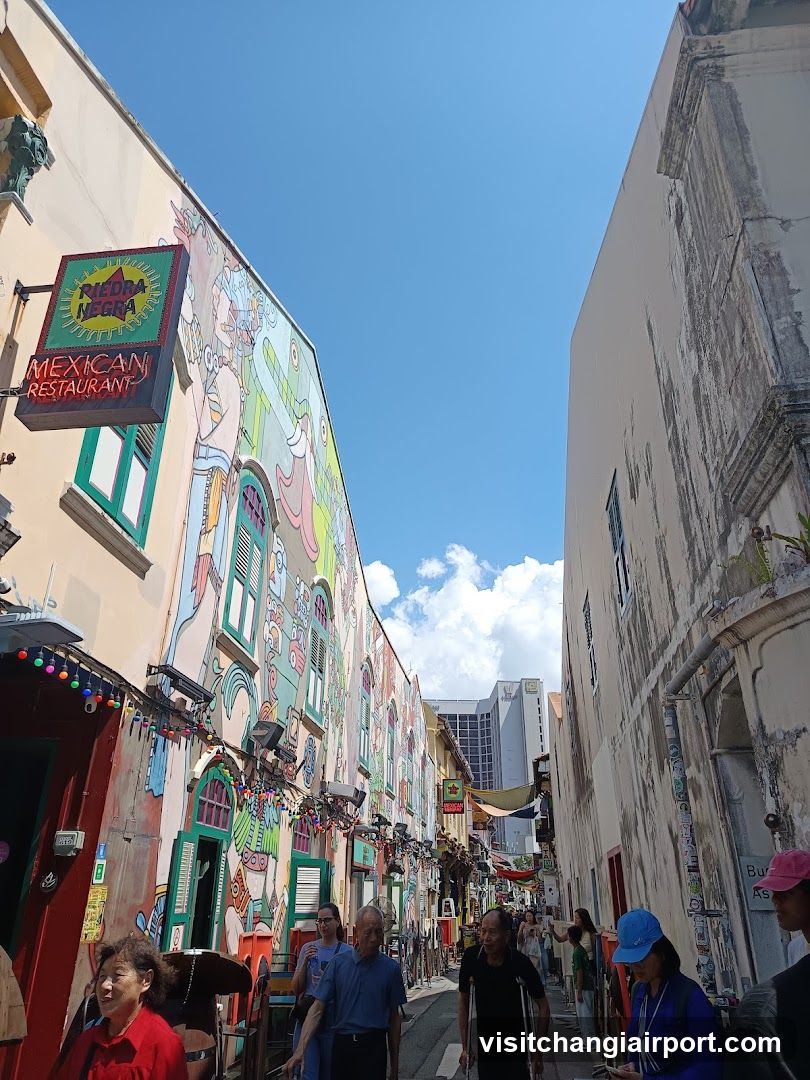 Street Scene with Colorful Building Facade