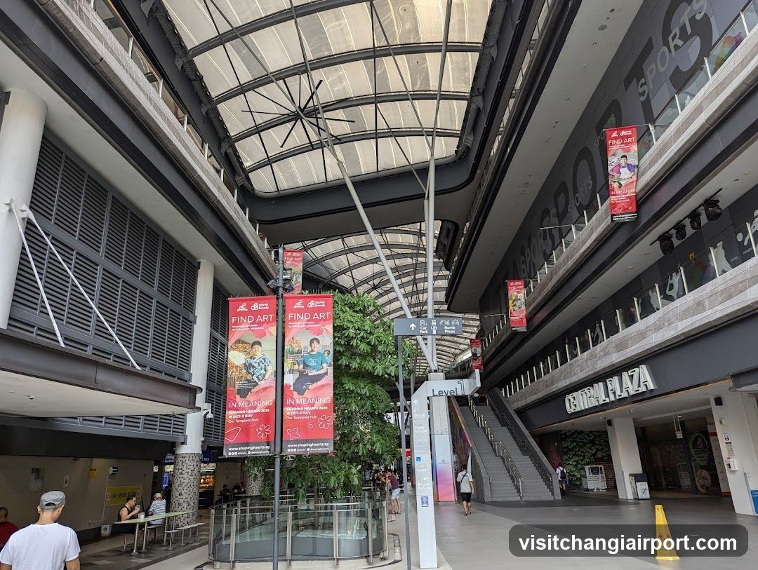 Shopping Mall Interior with Art Banners