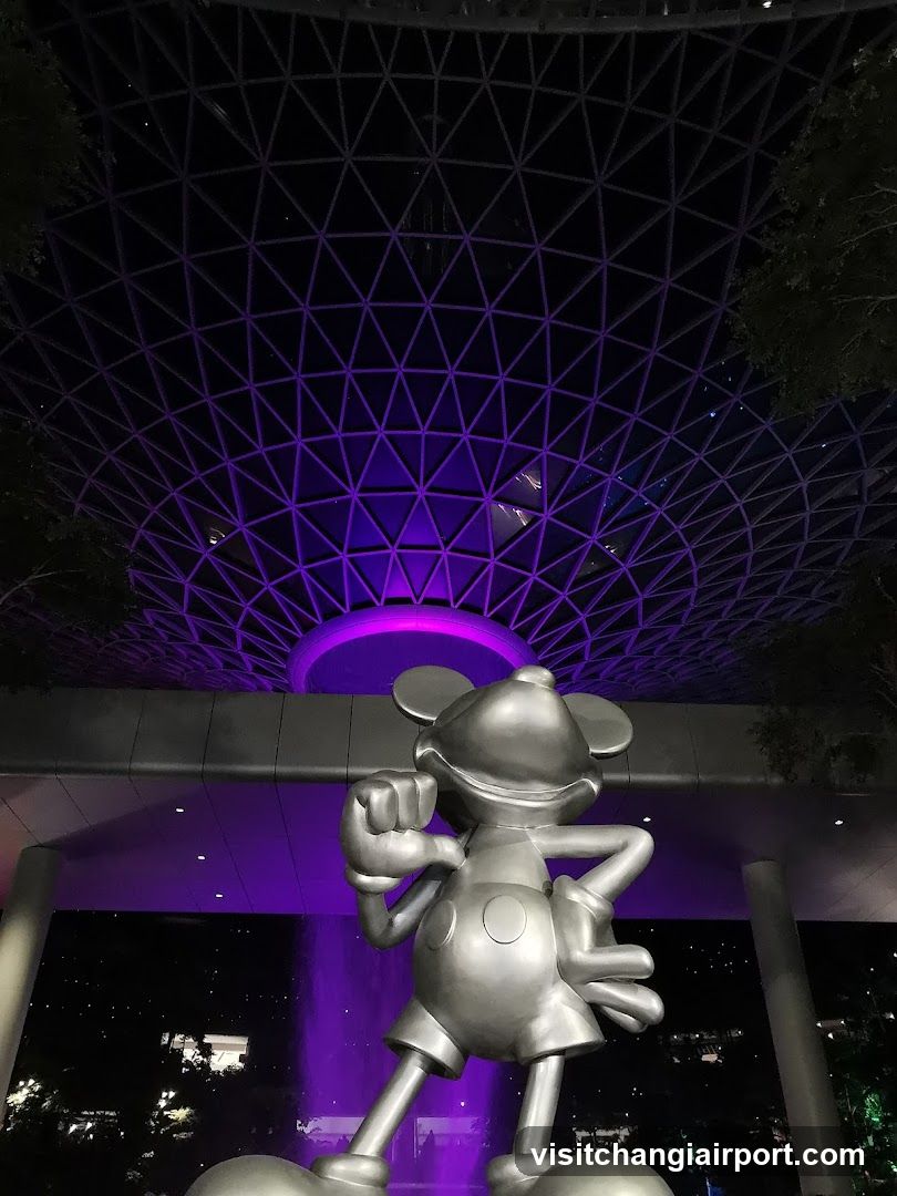 Mickey Mouse Statue at Night