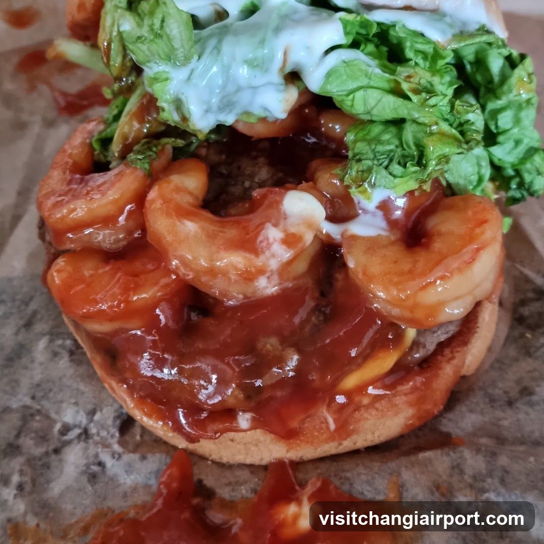 Shrimp Burger with Sauce and Lettuce