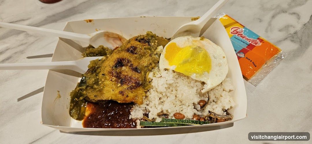Nasi Lemak with Fried Egg and Curry Chicken