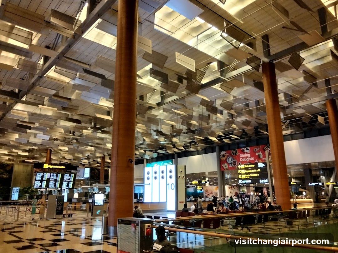 Airport Terminal Interior with Dining Delights Signage
