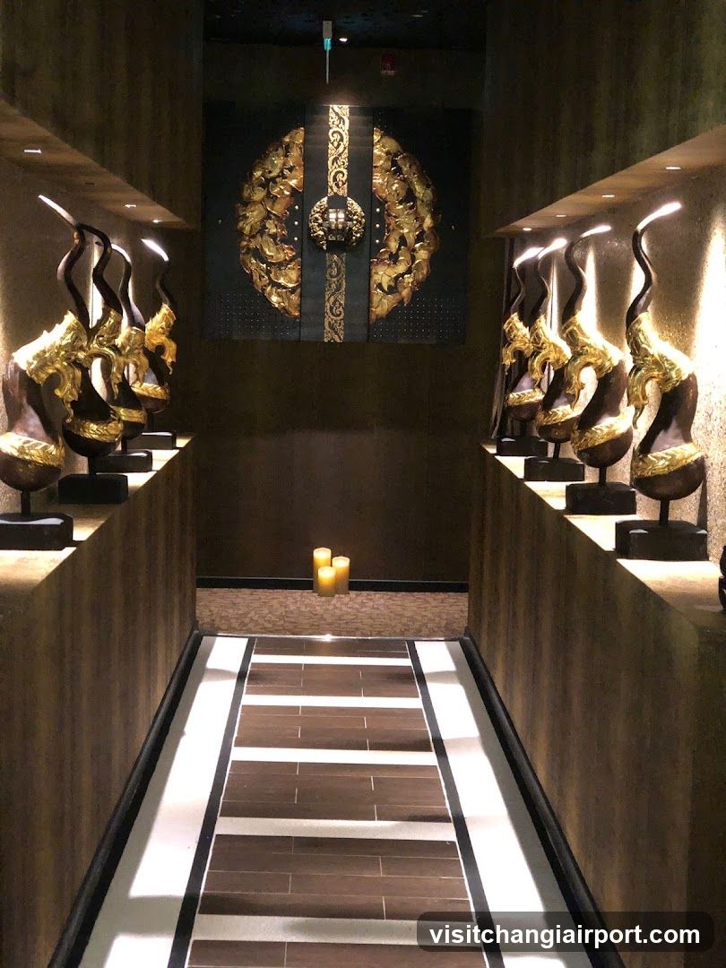 Luxury Interior Hallway with Golden Sculptures