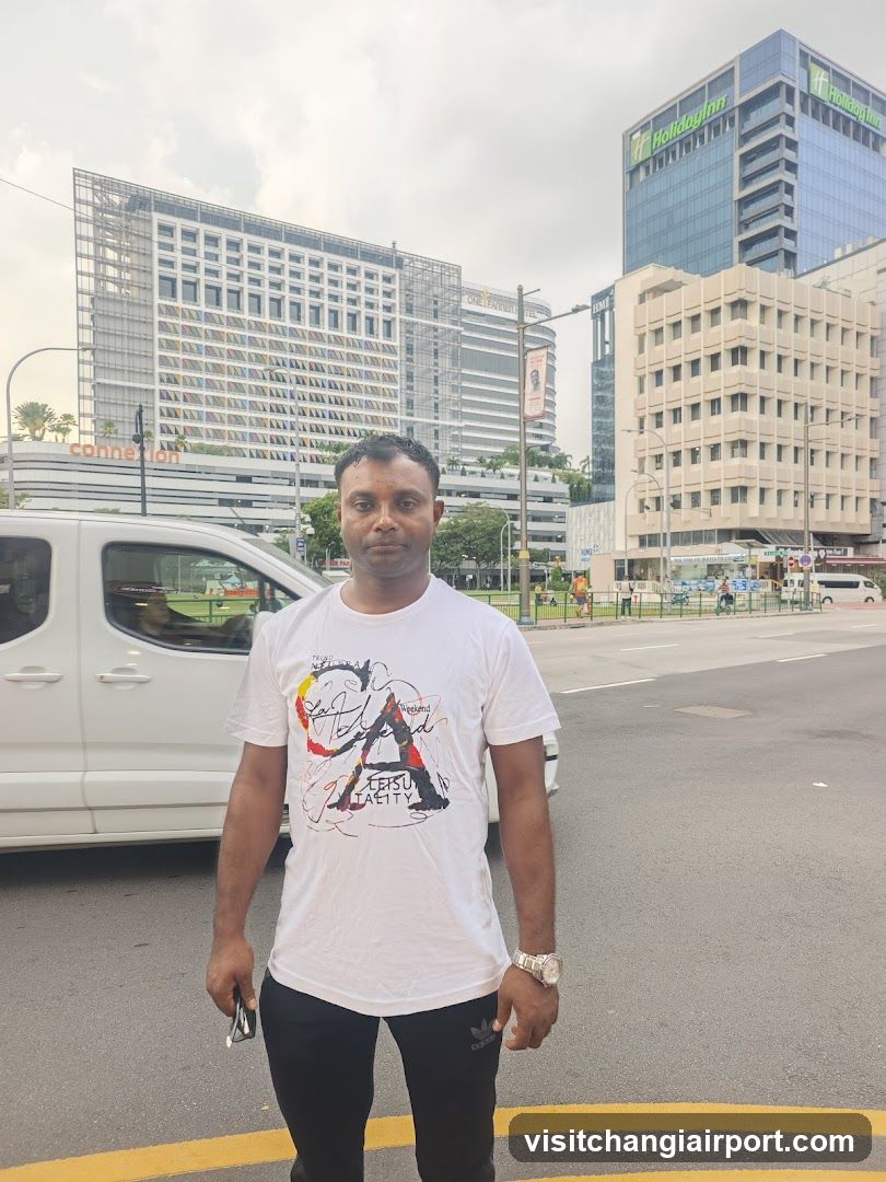 Man standing on street in urban area