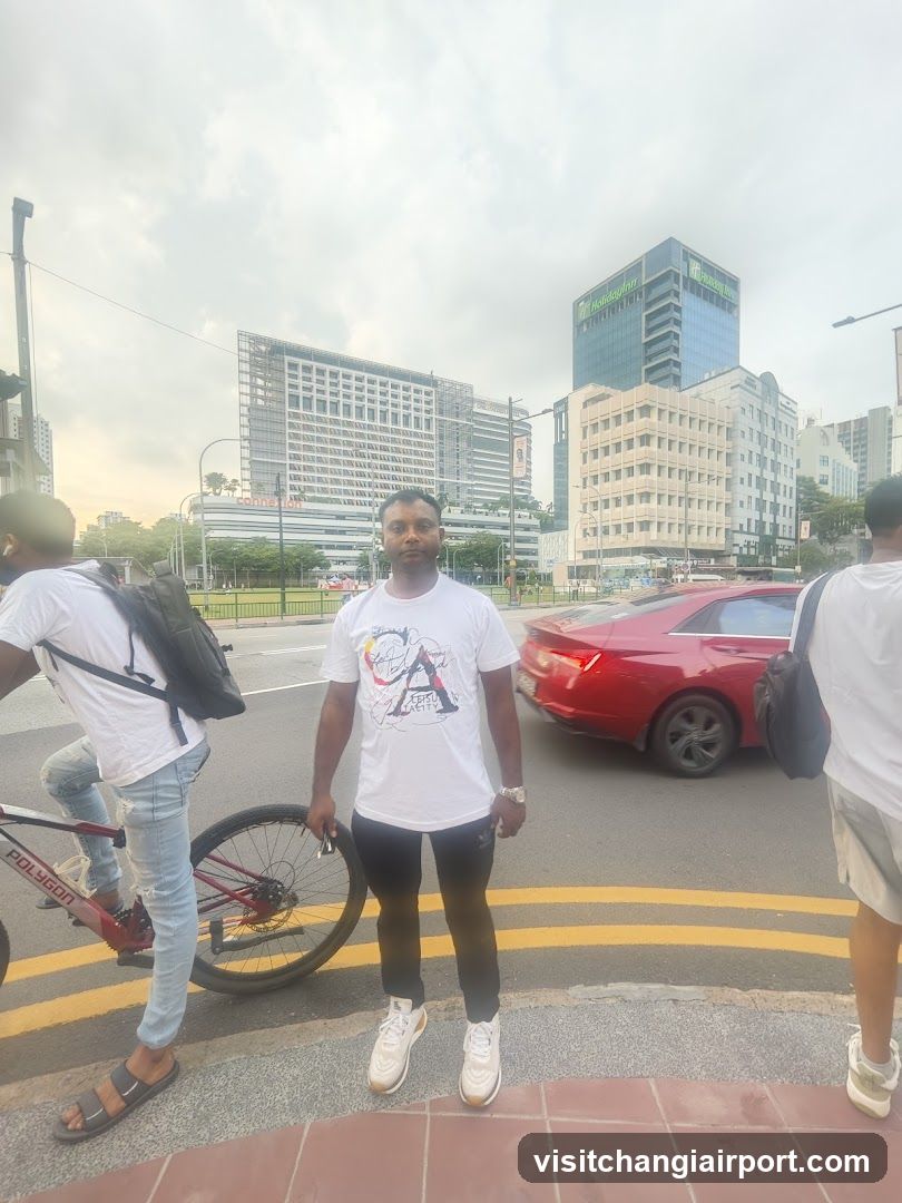 Urban Street Scene with Cyclist and Pedestrians