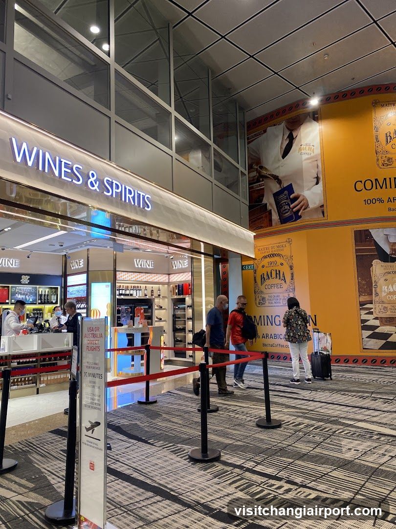 Airport Terminal Interior with Wine and Spirits Store