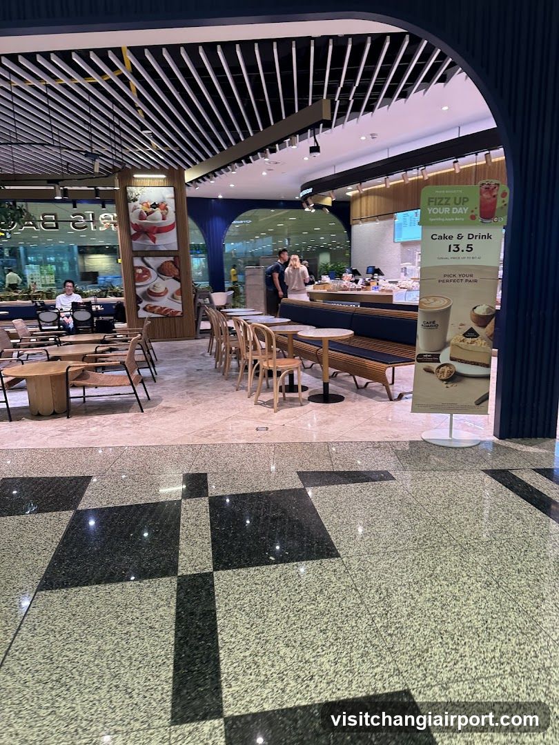 Food Court Interior with Seating Area and Promotional Display