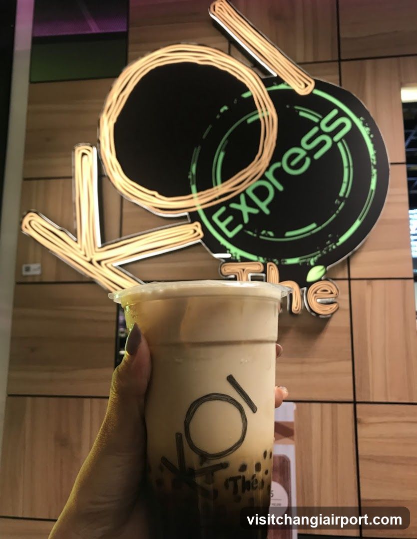 Boba Milk Tea Cup with Shop Signage