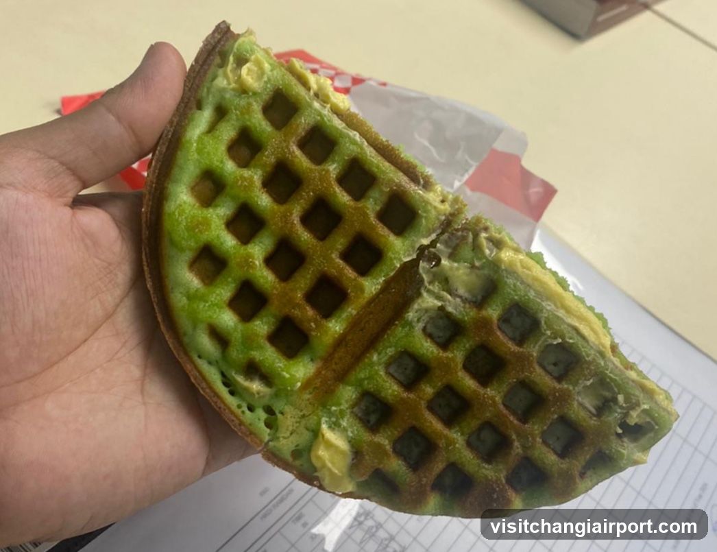 Green Waffle with Butter