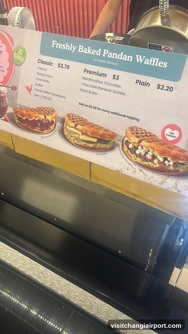 Freshly Baked Pandan Waffles Menu Board