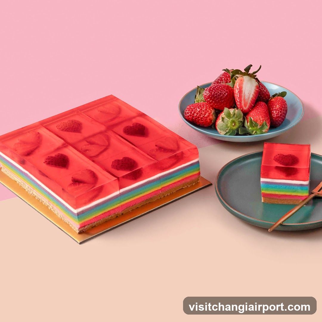 Rainbow Layer Cake with Strawberry Topping