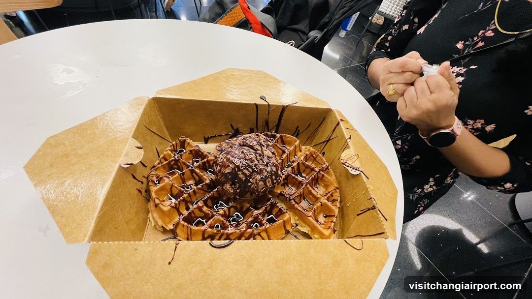 Waffle with Chocolate Syrup
