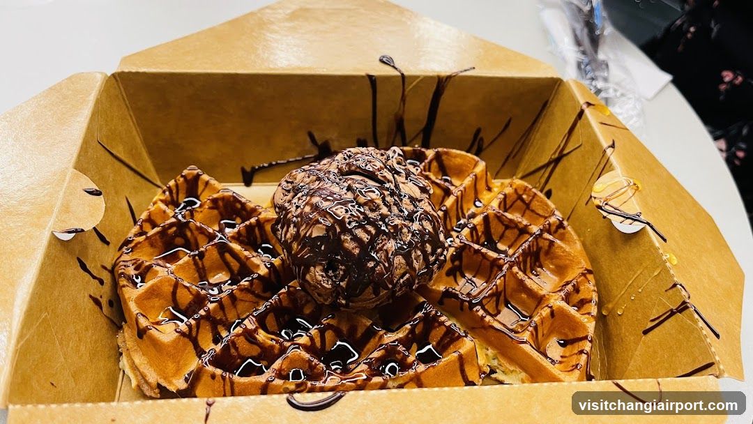 Chocolate Drizzle Waffle with Ice Cream
