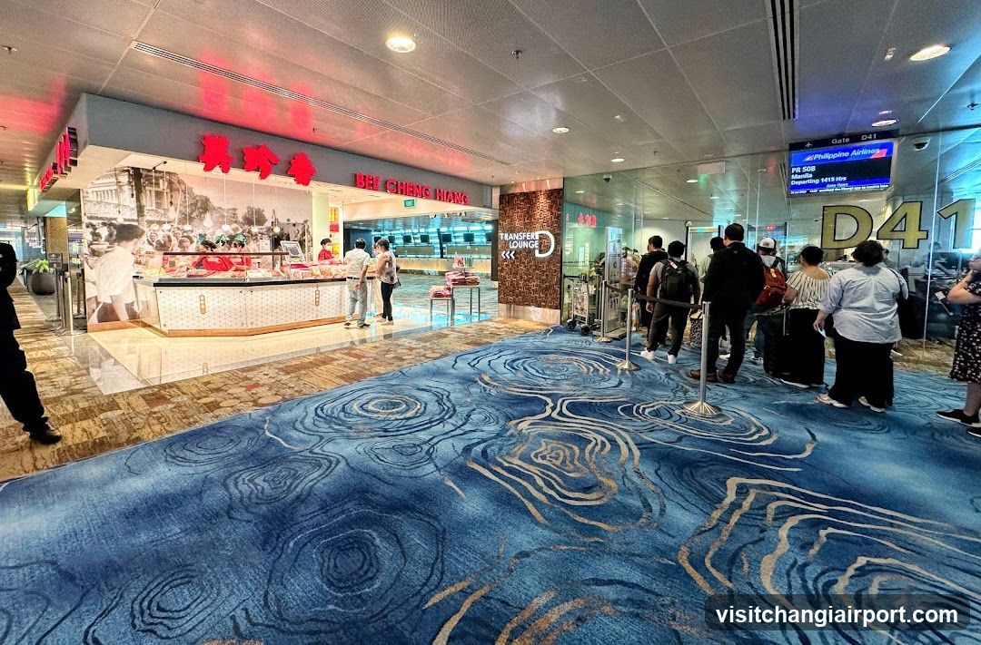 Airport Terminal Interior with Shop and Queue Area