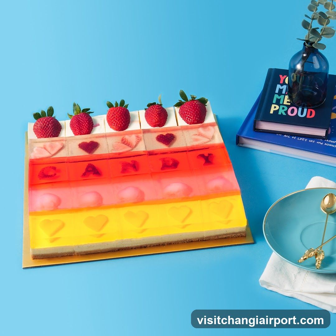 Rainbow Candy Cake with Strawberries