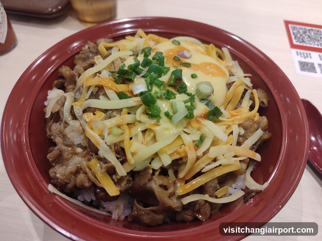 Bowl of Rice with Meat and Cheese Topping