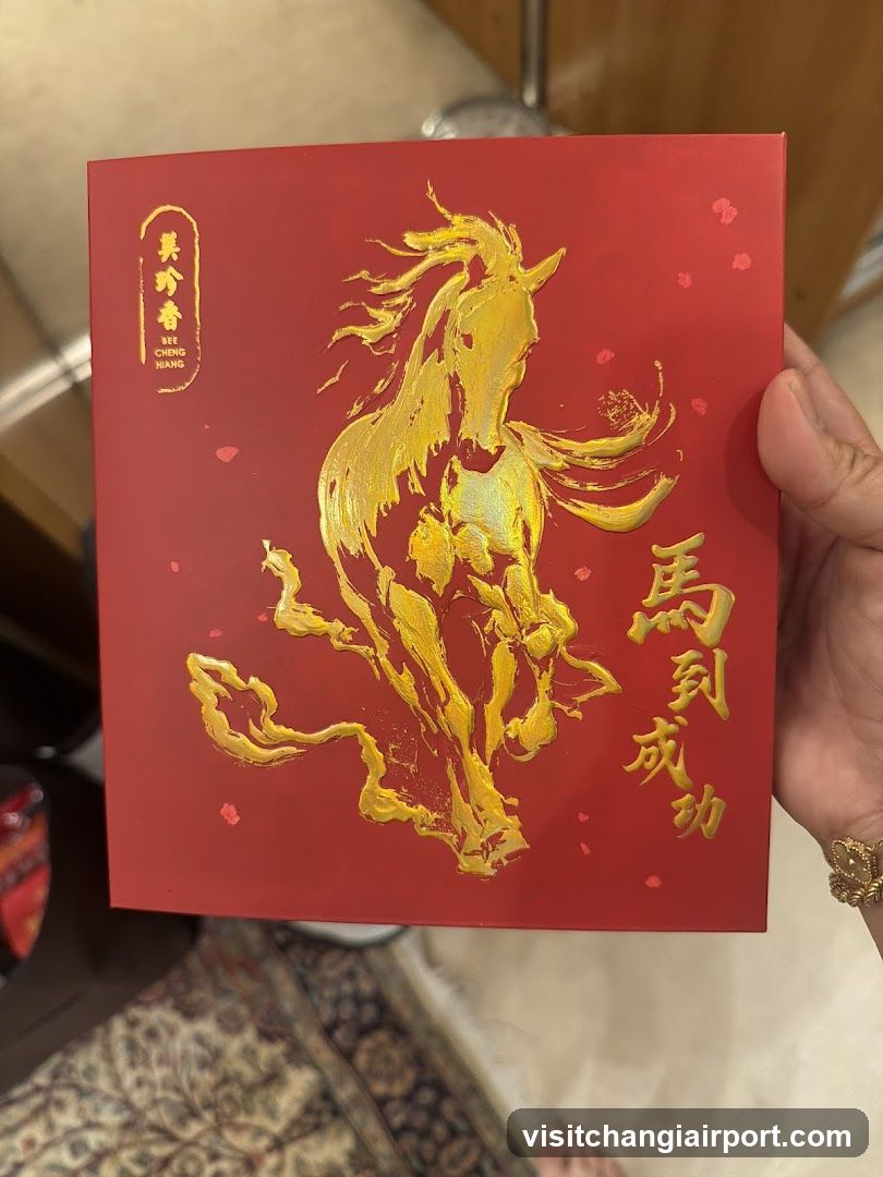 Red Gift Box with Golden Horse Design