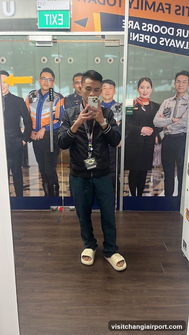 Mirror selfie in a commercial interior