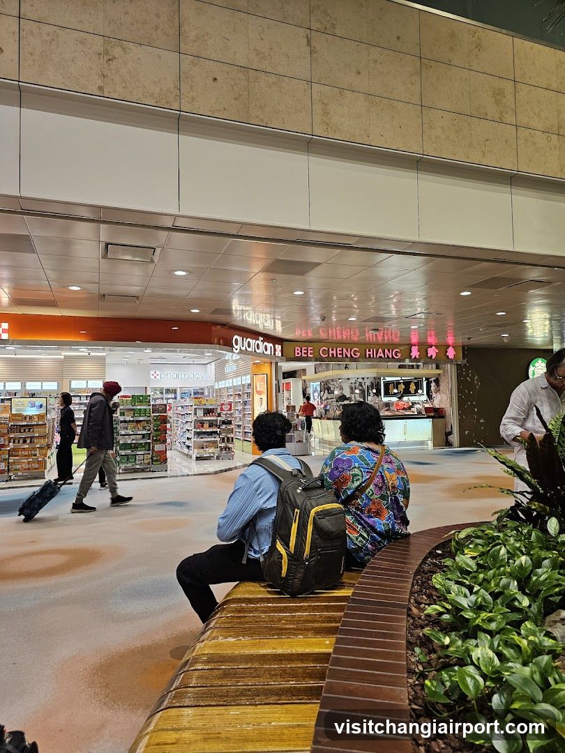 Airport Terminal Interior with Shops and Passengers