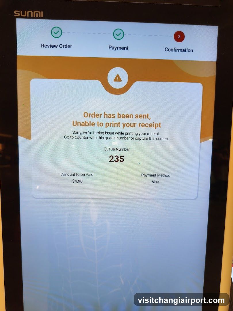 Self-Service Kiosk Receipt Error Screen